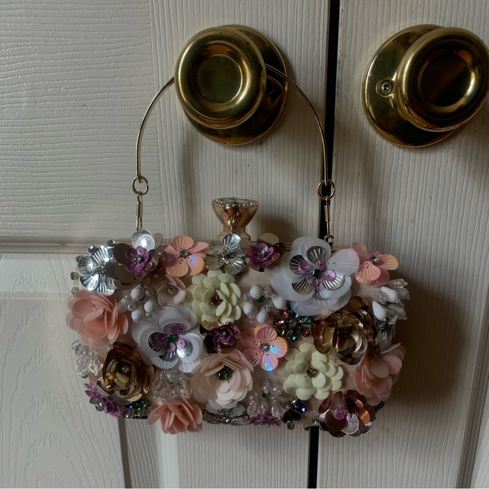 Pink flora women clutch/purse